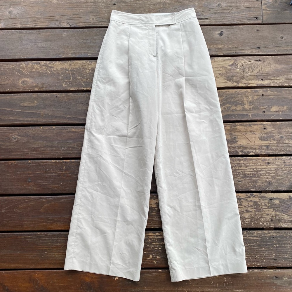 Frankie shop cream tan wide leg high rise oversized baggy fit trousers